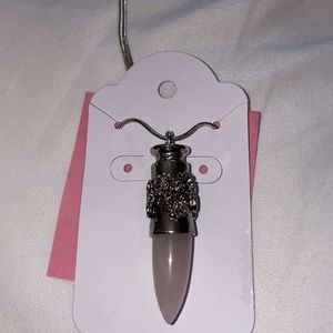 Pink crystal necklace with silver design